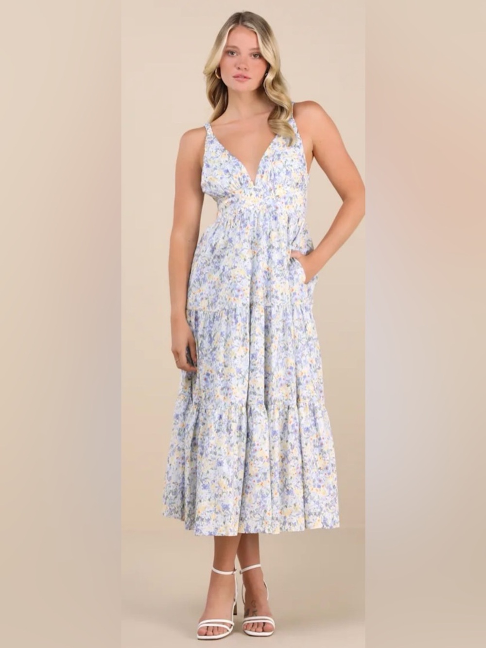 NWT Lulu Brightly Blossoming Floral Tiered Midi Dress SZ XL